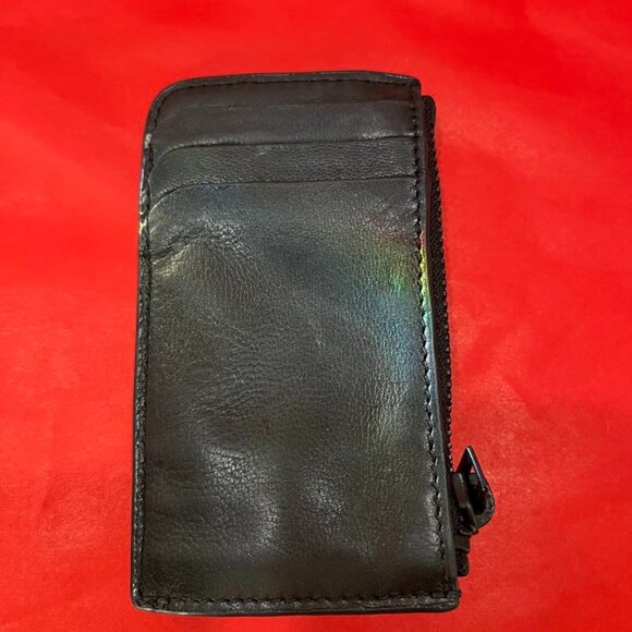 ALLSAINTS “Tierra Isamu” Black Leather Zip Card Holder Wallet | 100% Sheep Leath - Picture 3 of 5